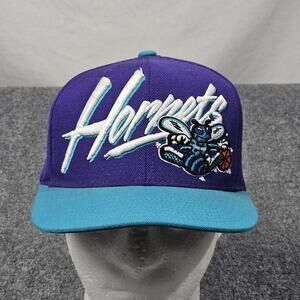 Charlotte Hornets‎ Script Snapback Hat Mitchell & Ness Retro Wool Purple Cap